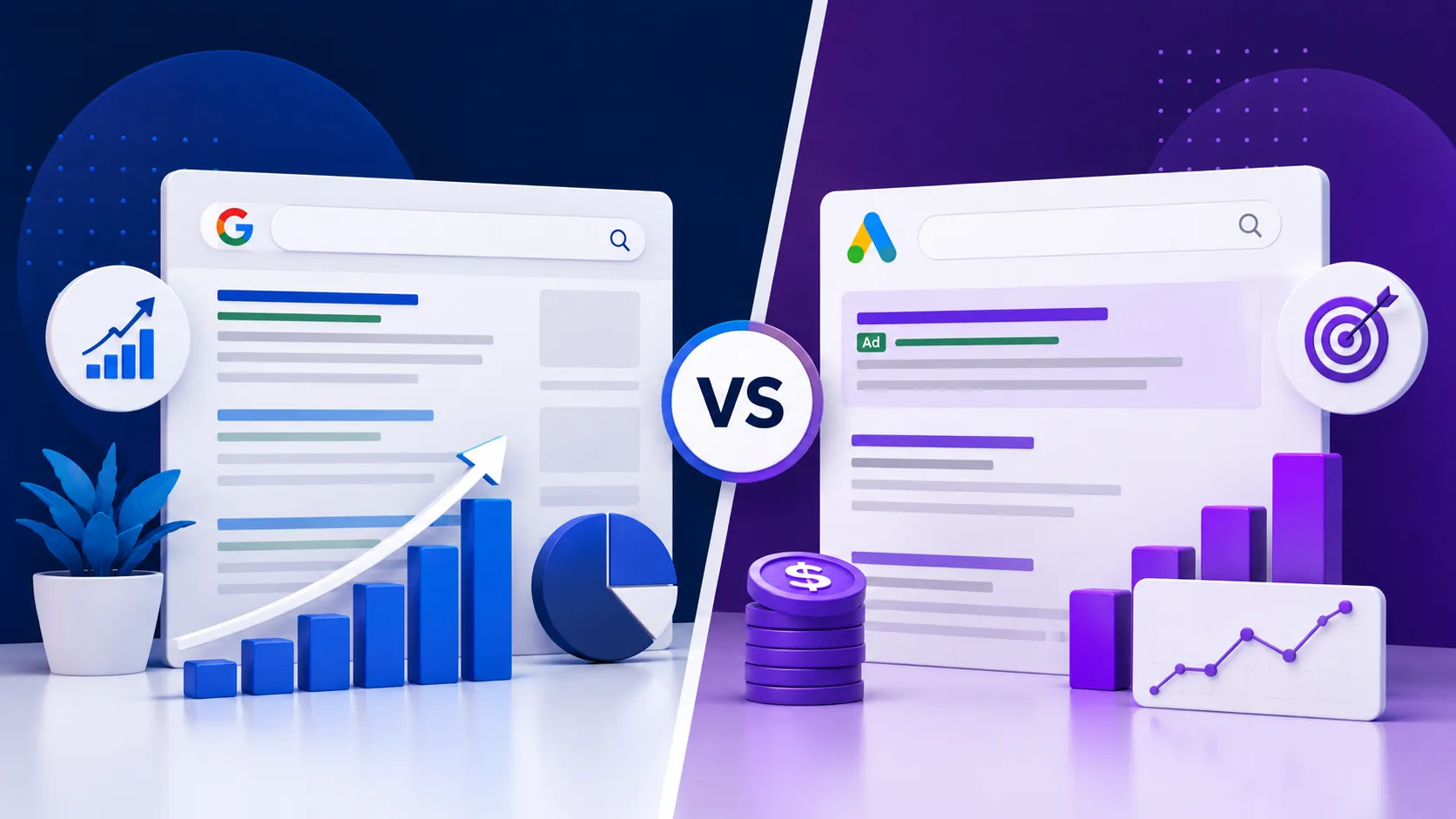 SEO and Google Ads digital marketing comparison