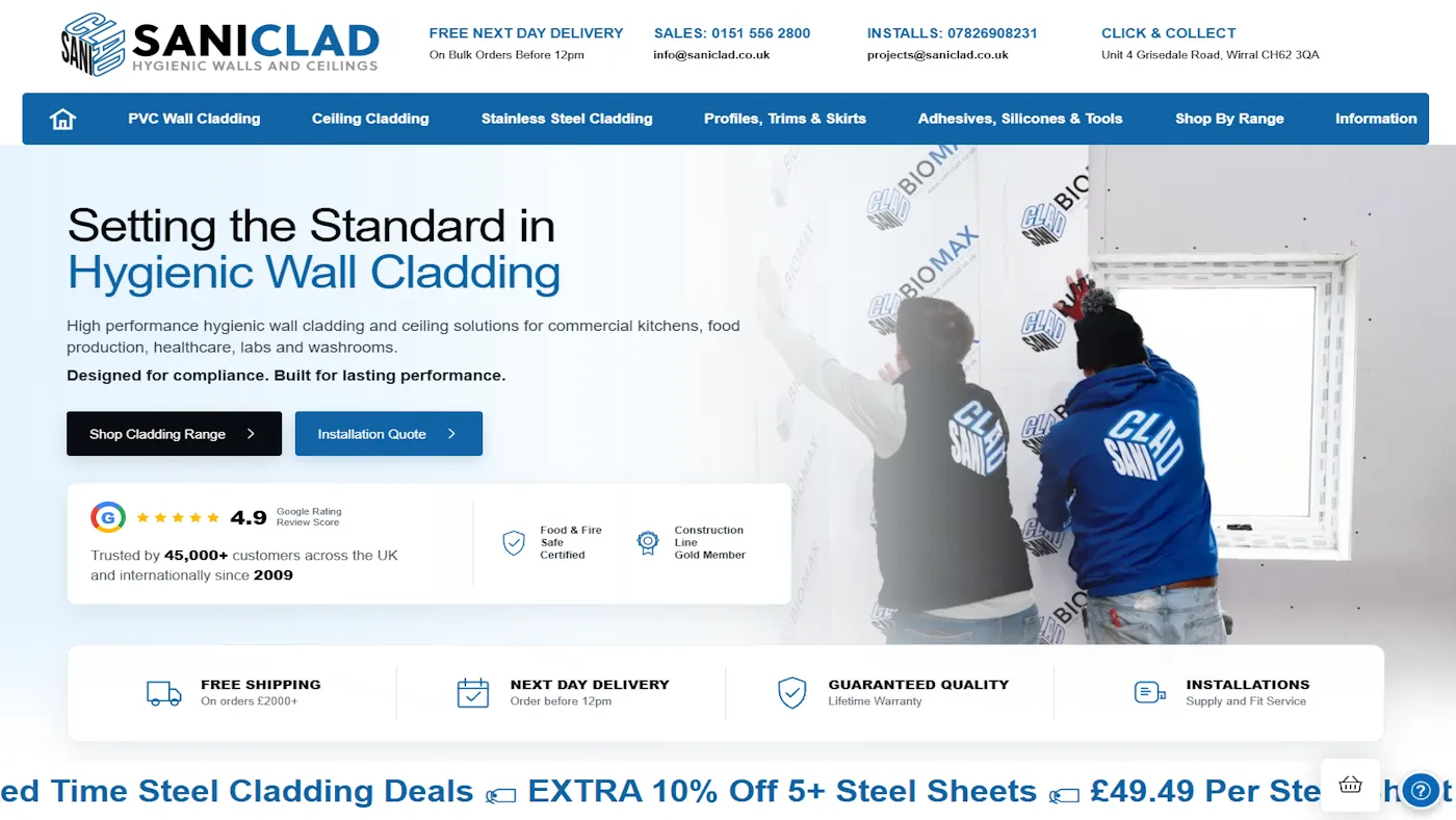 Saniclad website design project