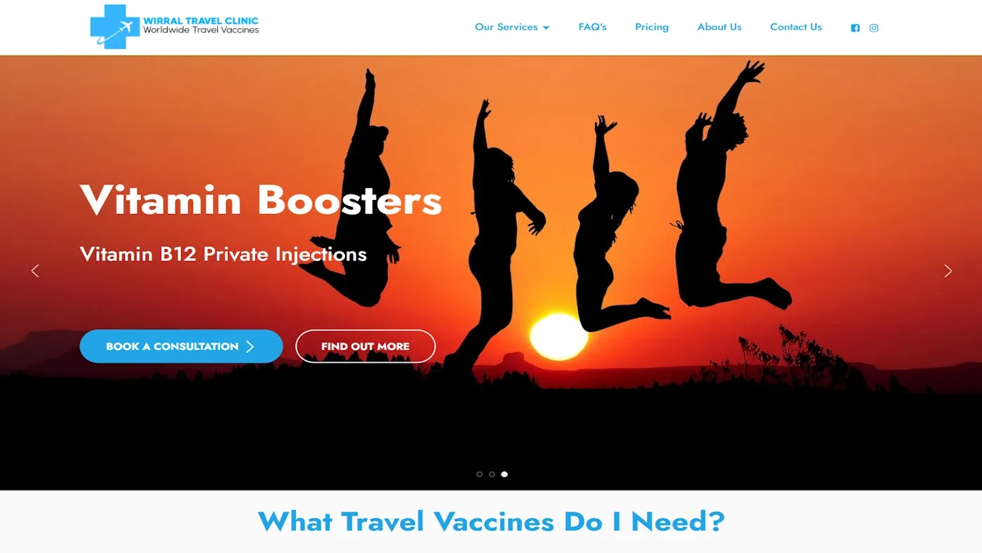 Wirral Travel Clinic website design project